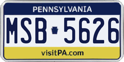 PA license plate MSB5626