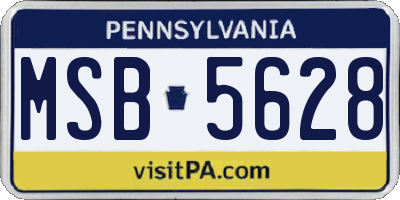 PA license plate MSB5628