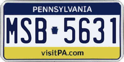 PA license plate MSB5631