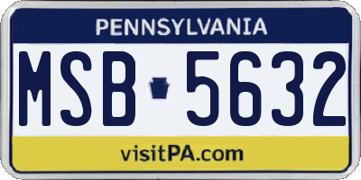 PA license plate MSB5632