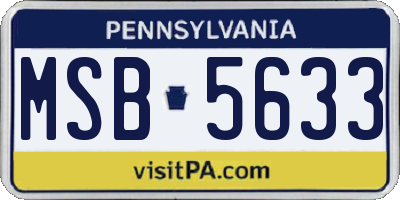 PA license plate MSB5633