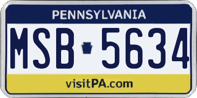 PA license plate MSB5634