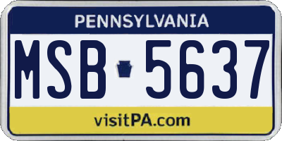 PA license plate MSB5637