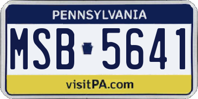 PA license plate MSB5641