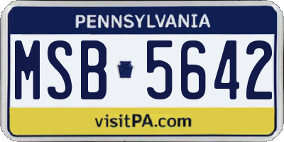 PA license plate MSB5642