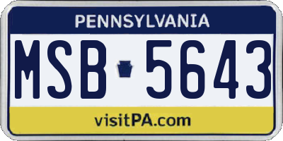 PA license plate MSB5643