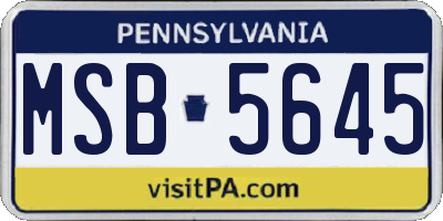 PA license plate MSB5645