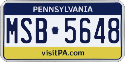 PA license plate MSB5648