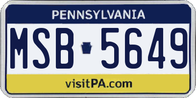 PA license plate MSB5649