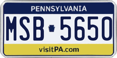 PA license plate MSB5650