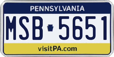PA license plate MSB5651