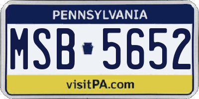 PA license plate MSB5652
