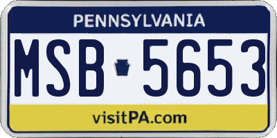 PA license plate MSB5653