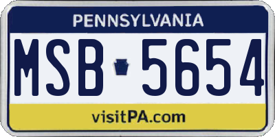 PA license plate MSB5654