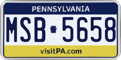 PA license plate MSB5658