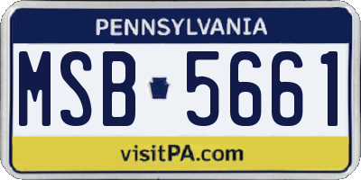 PA license plate MSB5661