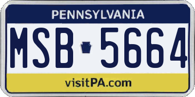 PA license plate MSB5664