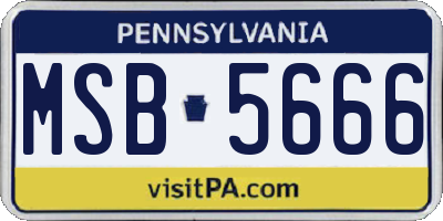 PA license plate MSB5666