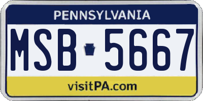 PA license plate MSB5667