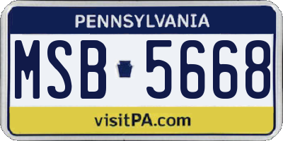 PA license plate MSB5668