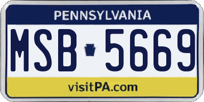 PA license plate MSB5669
