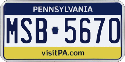 PA license plate MSB5670