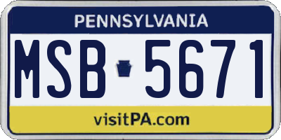 PA license plate MSB5671
