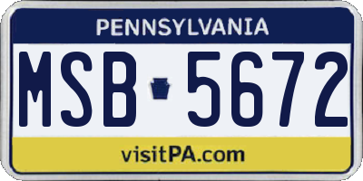 PA license plate MSB5672