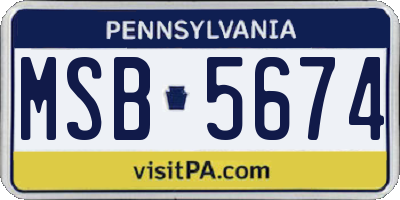 PA license plate MSB5674