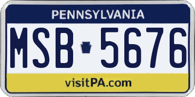 PA license plate MSB5676