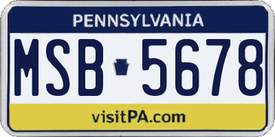 PA license plate MSB5678