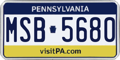 PA license plate MSB5680