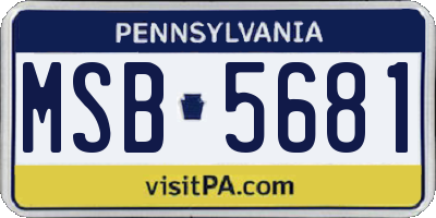 PA license plate MSB5681