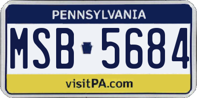 PA license plate MSB5684