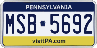 PA license plate MSB5692