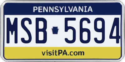 PA license plate MSB5694