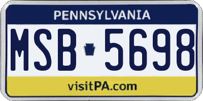 PA license plate MSB5698