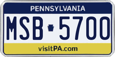 PA license plate MSB5700