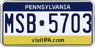 PA license plate MSB5703