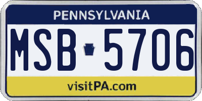PA license plate MSB5706
