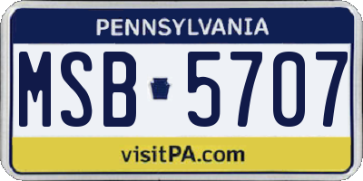 PA license plate MSB5707