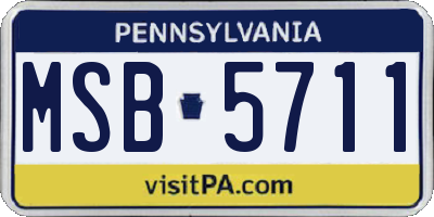 PA license plate MSB5711