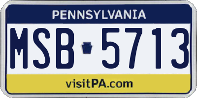 PA license plate MSB5713