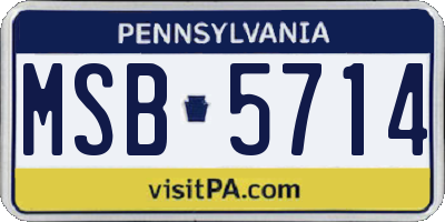 PA license plate MSB5714