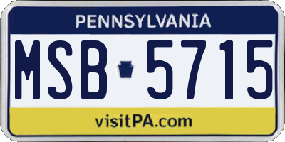PA license plate MSB5715