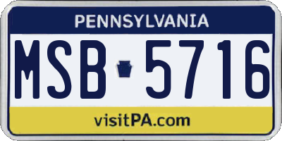 PA license plate MSB5716