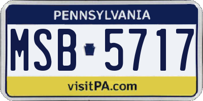 PA license plate MSB5717