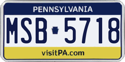 PA license plate MSB5718