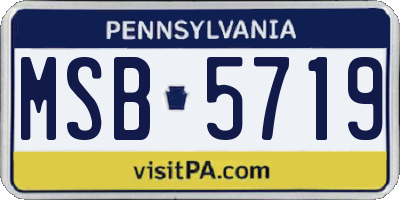 PA license plate MSB5719
