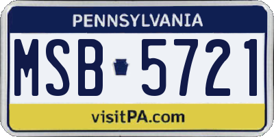 PA license plate MSB5721
